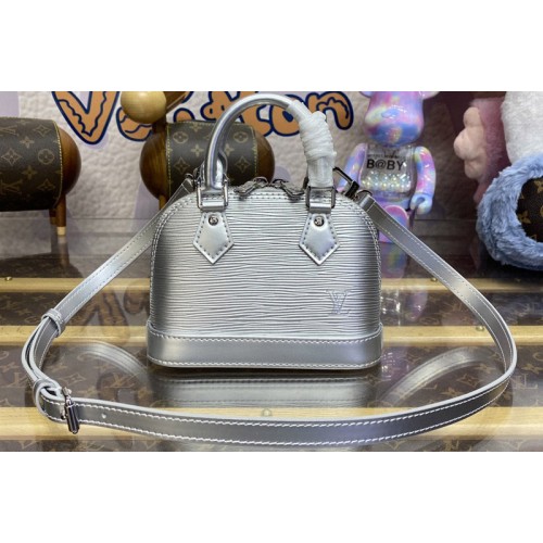Louis Vuitton M82682 Nano Alma bag in Silver Epi grained cowhide leather