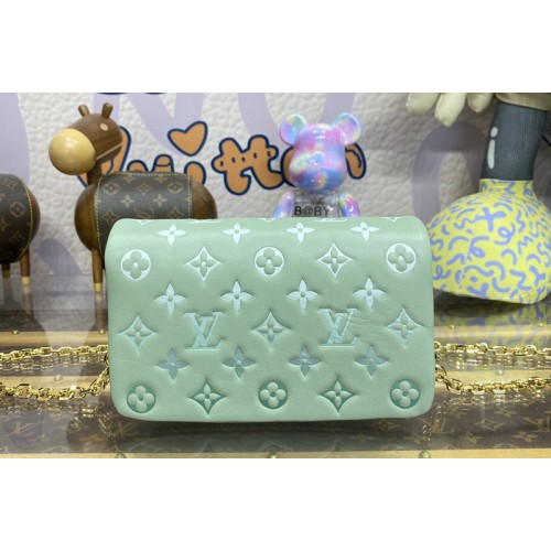 Louis Vuitton M82474 Pochette Coussin Bag in Sauge Green Monogram-embossed puffy lambskin