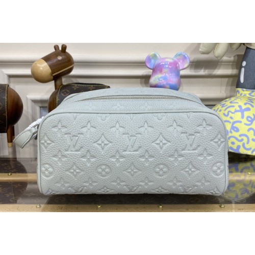 Louis Vuitton M82576 Dopp Kit toilet pouch in Gray Embossed Taurillon Monogram cowhide leather
