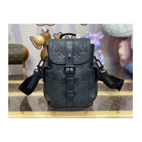 Louis Vuitton M83164 Nano Christopher backpack in Black Taurillon Monogram embossed cowhide leather