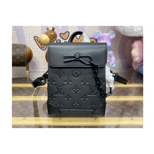 Louis Vuitton M82772 Nano Steamer Bag in Black Taurillon Monogram embossed cowhide leather