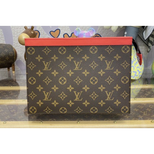 Louis Vuitton M82855 Pochette Voyage MM pouch in Monogram Macassar coated canvas With Orange