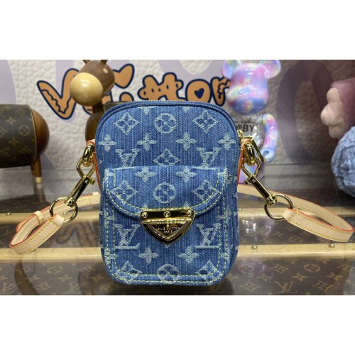 Louis Vuitton M82948 Fairfax Pochette Bag in Blue Monogram Denim Canvas Louis Vuitton M82948 Fairfax Pochette Bag in Blue Monogram Denim Canvas