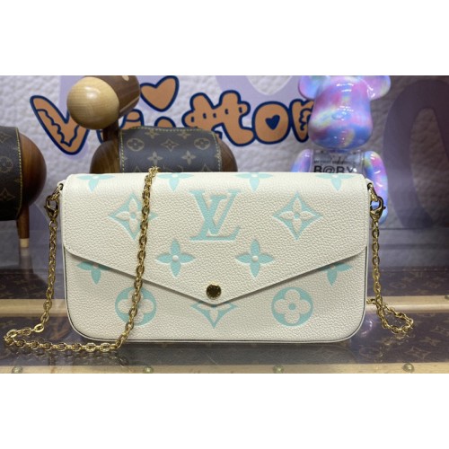 Louis Vuitton M83025 Felicie Pochette Bag in White Green Monogram Empreinte leather