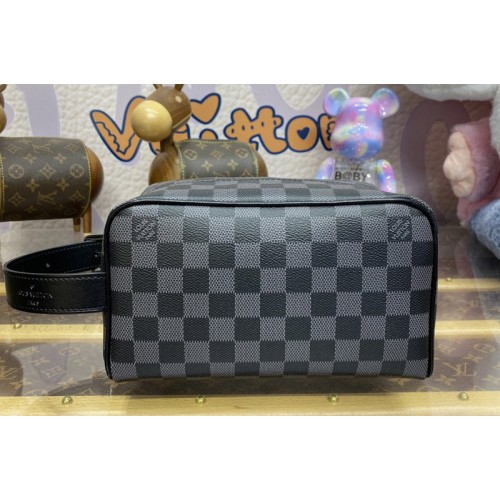 Louis Vuitton M83114 Locker Dopp Kit Bag in Damier Graphite coated canvas