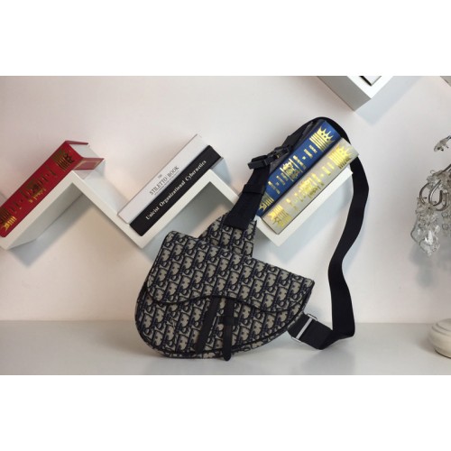 Christian Dior 1ADPO093 Dior Saddle bag in Beige and Black Dior Oblique Jacquard