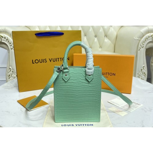 Louis Vuitton N99487 Petit Sac Plat bag in Aqua Green Brilliant Alligator leather