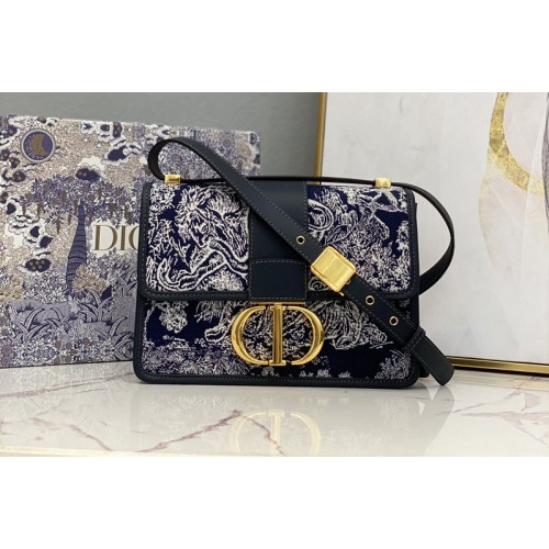 Christian Dior M9203 30 Montaigne Bag in Blue Toile de Jouy Reverse Jacquard