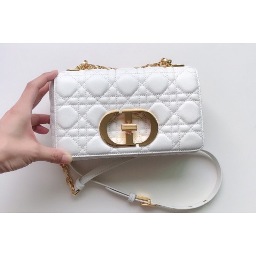 Christian Dior M9241 Small Dior Caro bag in White Soft Cannage Calfskin