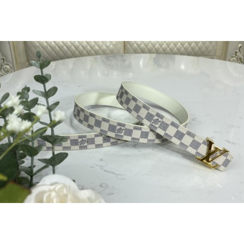 Louis Vuitton M9268U linitiales 25mm Belt in Damier Azur Canvas With Gold Buckle