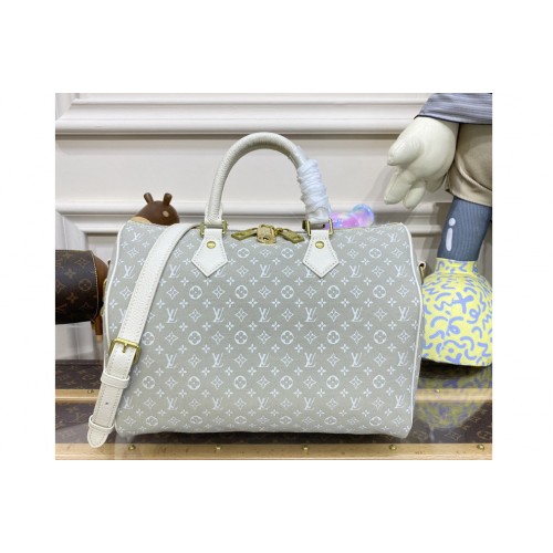 Louis Vuitton M95224 Speedy Bandoulière 30 bag in White Monogram Denim