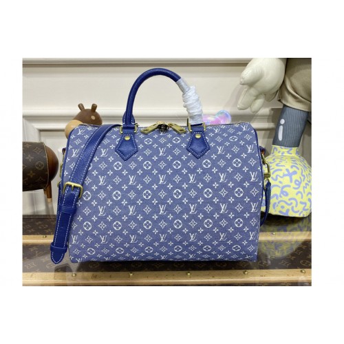 Louis Vuitton M95224 Speedy Bandoulière 30 bag in Blue Monogram Denim