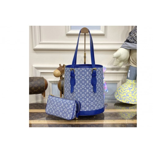 Louis Vuitton M95226 Bucket Pm Bag in Blue Monogram Denim