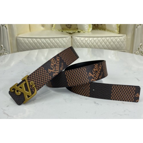 Louis Vuitton MP254V Squared 40mm reversible belt in Ebene Black With Gold Buckle