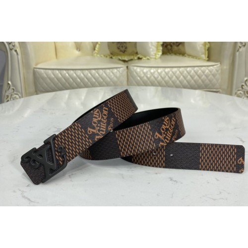 Louis Vuitton MP254V Squared 40mm reversible belt in Ebene Black With Black Buckle