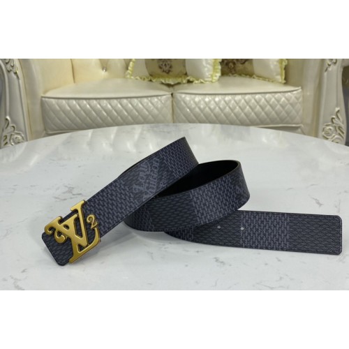 Louis Vuitton MP255V Squared 40mm reversible belt in Damier Graphite Canvas Black With Aged-Gold Buckle