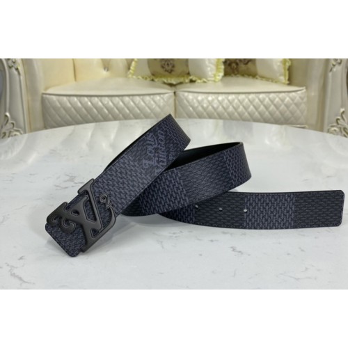 Louis Vuitton MP255V Squared 40mm reversible belt in Damier Graphite Canvas Black With Black Buckle