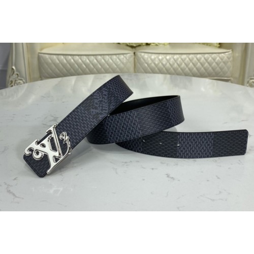 Louis Vuitton MP255V Squared 40mm reversible belt in Damier Graphite Canvas Black With White Buckle