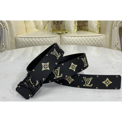 Louis Vuitton MP265V Shape 40mm Raffia reversible belt Gray Black With Black Buckle Louis Vuitton MP265V Shape 40mm Raffia reversible belt Gray Black With Black Buckle