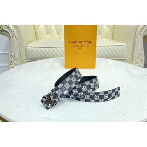 Louis Vuitton MP289V Anagram 40mm reversible belt in Black White Distorted Damier canvas With Silver Buckle
