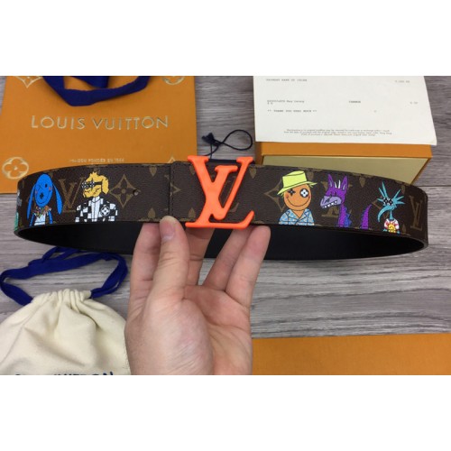 Louis Vuitton MP291T Shape 40mm reversible belt in Monogram canvas and leather With Orange Buckle
