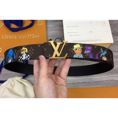 Louis Vuitton MP291T Shape 40mm reversible belt in Monogram canvas and leather With Gold Buckle