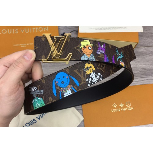 Louis Vuitton MP291T Shape 40mm reversible belt in Monogram canvas and leather With Gold Buckle