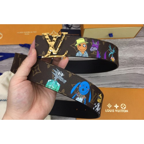 Louis Vuitton MP291T Shape 40mm reversible belt in Monogram canvas and leather With Gold Buckle