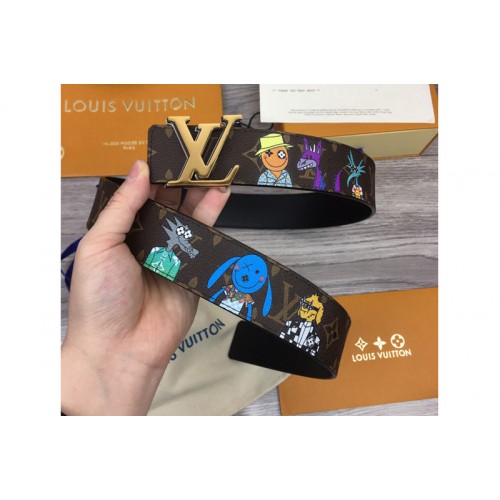 Louis Vuitton MP291T Shape 40mm reversible belt in Monogram canvas and leather With Gold Buckle