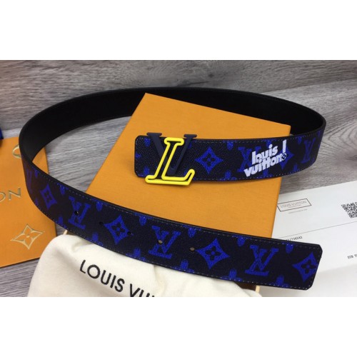 Louis Vuitton MP302U Initiales Everyday 40 mm reversible belt in Blue Monogram