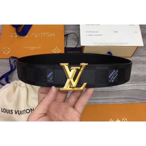 Louis Vuitton MP314T Initials 40mm reversible belt in Damier Graphite With Gold Buckle