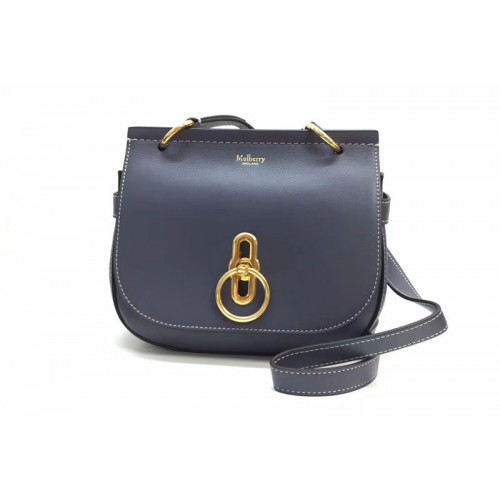 Mulberry Mini Amberley Satchel Bags Blue Classic Grain Leather