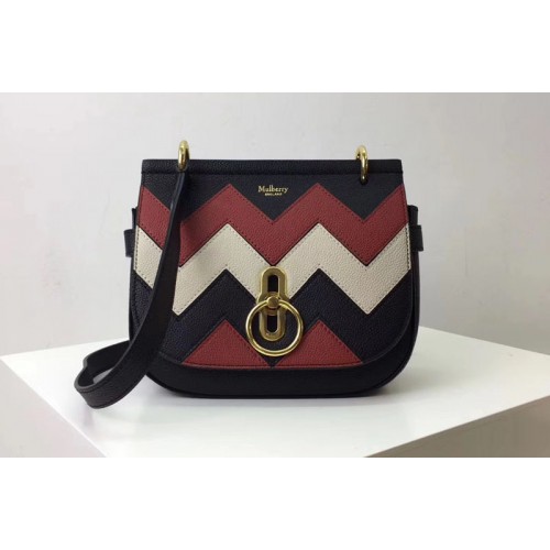 Mulberry Amberley Satchel Bags Black  Rust & 038  Chalk Zig Zag Small Classic Grain