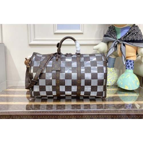 Louis Vuitton M20864 keepall bandouliere 50 Bag in Monogram Chess coated canvas and PVC