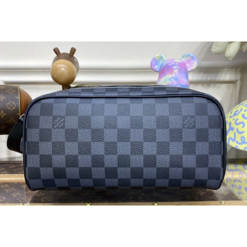 Louis Vuitton N40127 Dopp Kit Toilet Pouch in Damier Graphite coated canvas