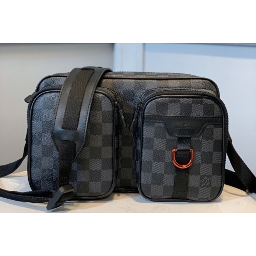 Louis Vuitton N40280 Utility Messenger Bag in Damier Graphite Canvas