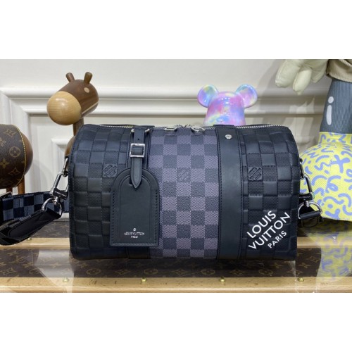 Louis Vuitton N40452 City Keepall Bag in Damier Infini cowhide leather and Damier Graphite coated canvas