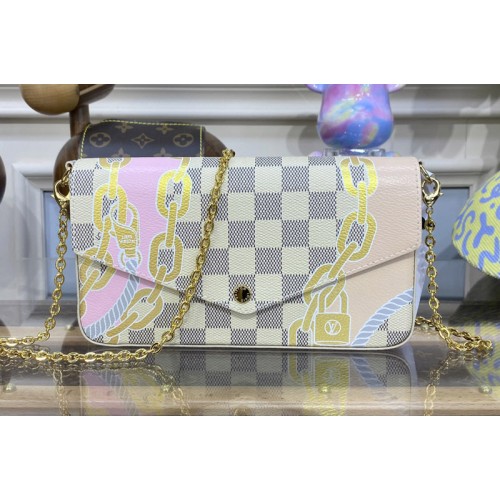 Louis Vuitton N40466 Felicie Pochette Bag in Damier Azur coated canvas