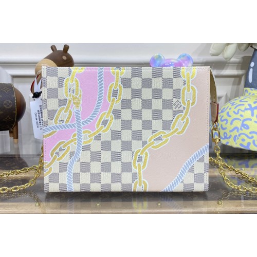 Louis Vuitton N40469 Toiletry Pouch On Chain in Damier Azur coated canvas