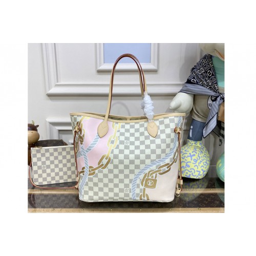 Louis Vuitton N40471 Neverfull MM tote bag in Damier Azur coated canvas