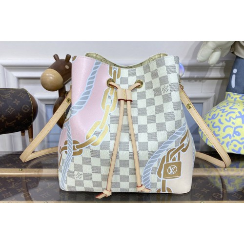 Louis Vuitton N40474 NeoNoe MM bucket bag in Damier Azur coated canvas