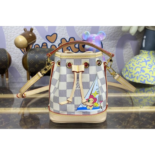 Louis Vuitton N40511 Sac Nano Noe Bag in Damier Azur coated canvas