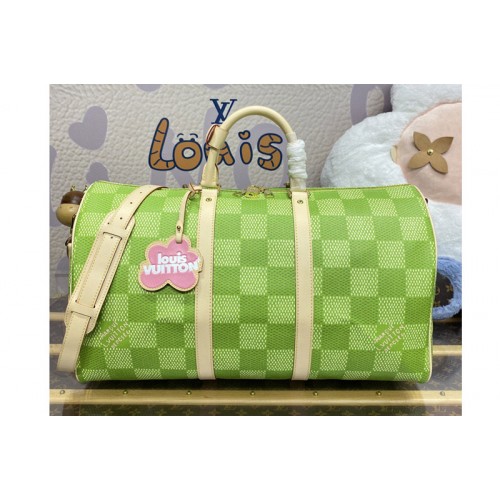 Louis Vuitton N40667 Keepall Bandouliere 50 bag in Green Damier Golf coated canvas