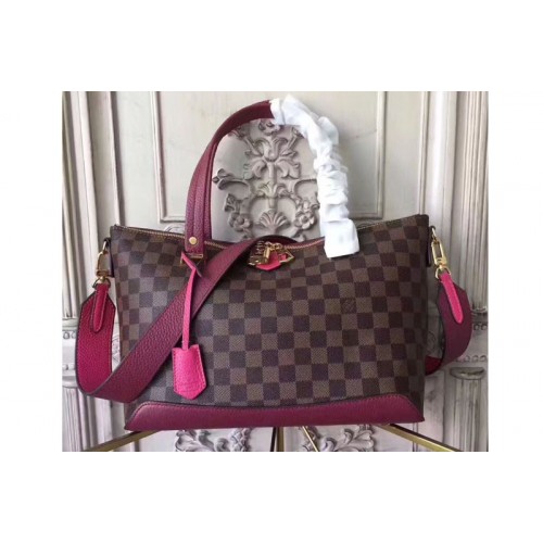 Louis Vuitton N41015 Hyde Park Bag in Damier Ebene Canvas With Fuchsia