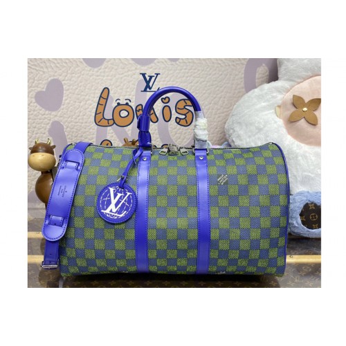 Louis Vuitton N41418 Keepall Bandouliere 45 bag in Green Damier Graphite canvas