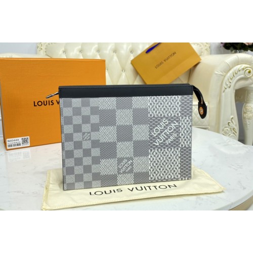 Louis Vuitton N60443 Pochette Voyage in Antarctica silver Damier Graphite 3D coated canvas