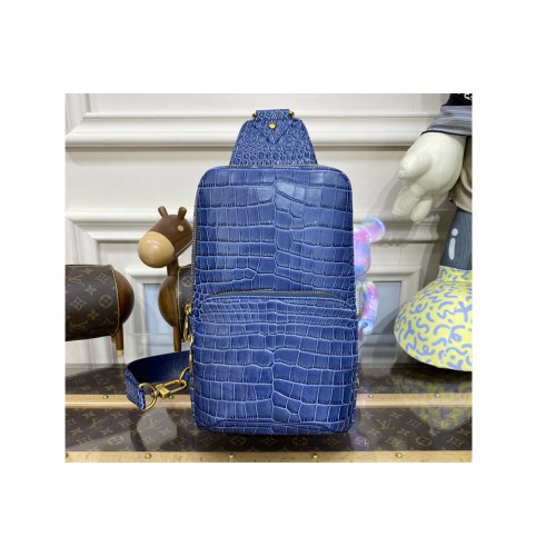 Louis Vuitton N41720 Avenue Slingbag in Blue Crocodile Leather