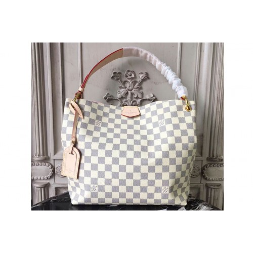 Louis Vuitton N42249 Graceful PM Bag in Damier Azur Canvas With Pink