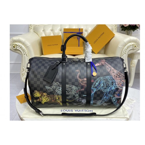 Louis Vuitton N45281 Keepall 50B Bag in Damier Graphite canvas