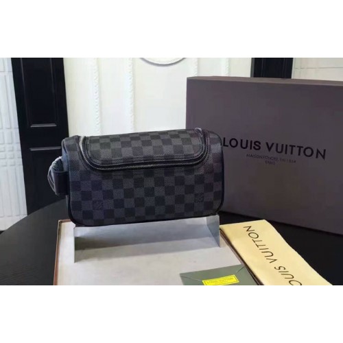Louis Vuitton N47625 Toiletry Pouch in Damier Graphite Canvas